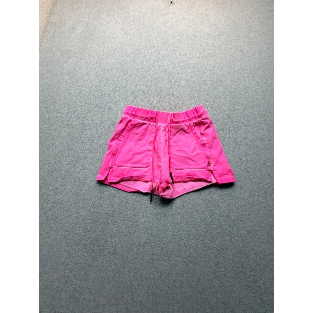 JoyLab Neon Pink French Terry Lounge Shorts XS High Rise Drawstring Pockets